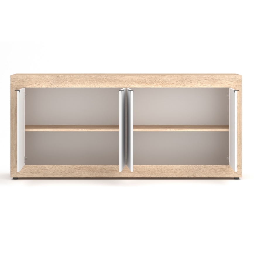 Comodă RUNEA, stejar Sonoma/albă