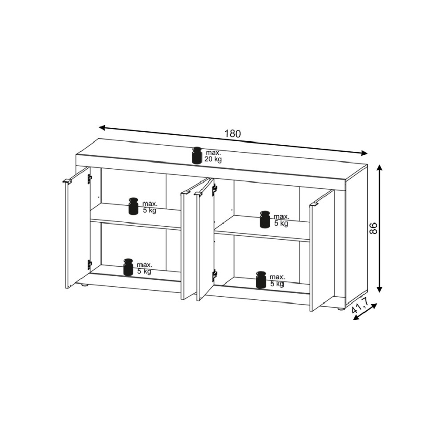 Comodă RUNEA, stejar Sonoma/albă