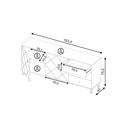 Comodă SULA, stejar artisan/alb