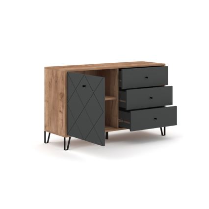 Comodă SULA, stejar craft/negru