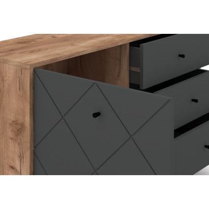 Comodă SULA, stejar craft/negru