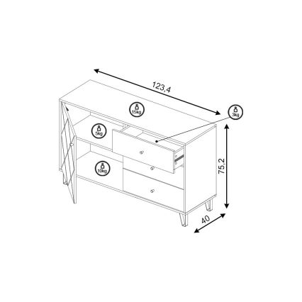 Comodă SULA, stejar craft/negru