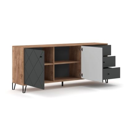 Comodă SULA, stejar craft/negru