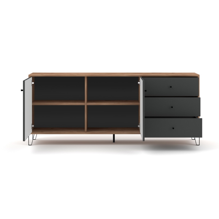 Comodă SULA, stejar craft/negru