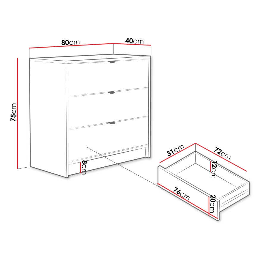 Comodă TIRENO, 75x80 cm, bej
