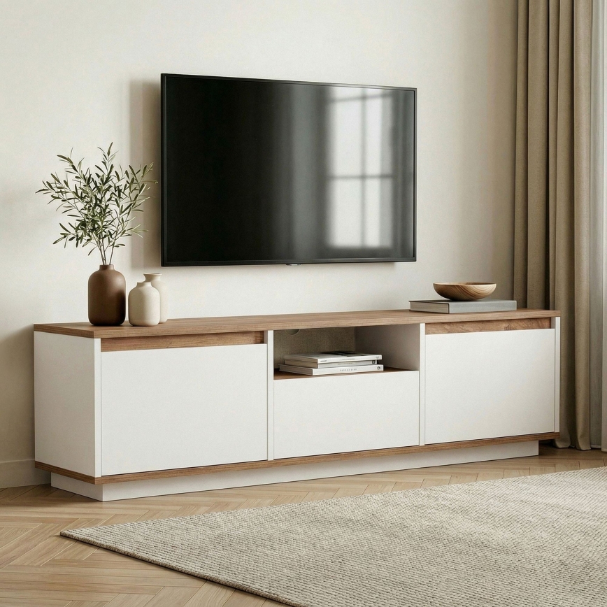 Comodă TV KREDE 160x30 cm alb/pin