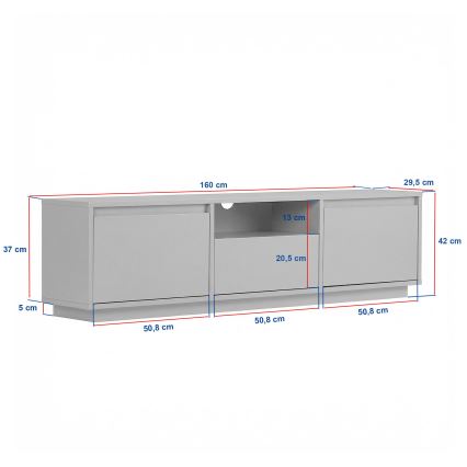Comodă TV KREDE 160x30 cm alb/pin