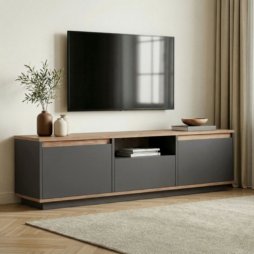 Comodă TV KREDE 160x30 cm antracit/pin