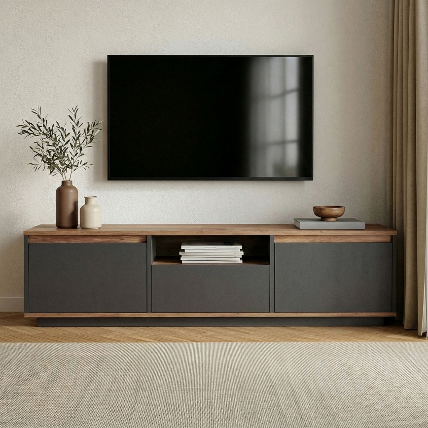 Comodă TV KREDE 160x30 cm antracit/pin