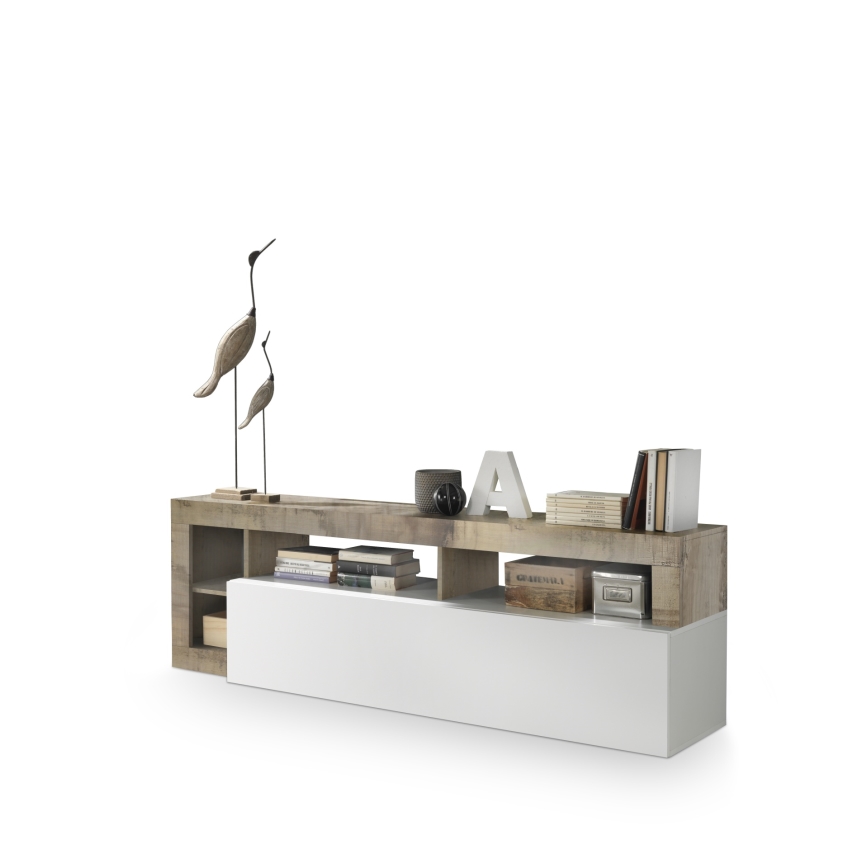 Comodă TV LENOR alb/maro