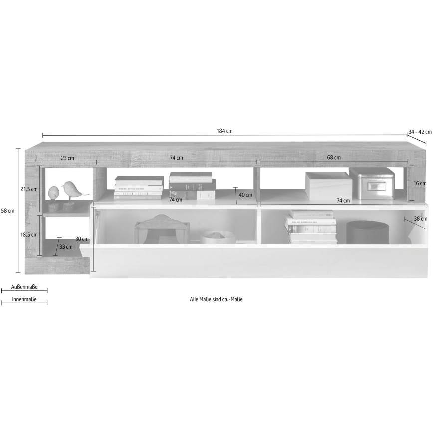 Comodă TV LENOR alb/maro