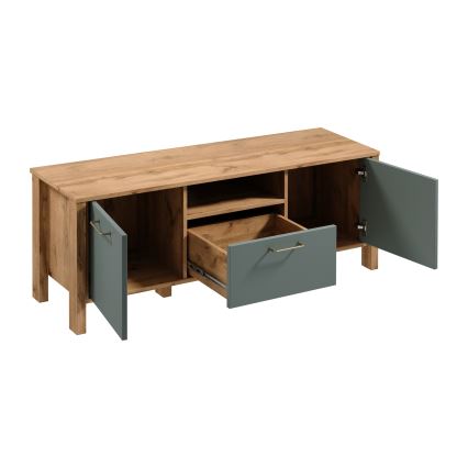 Comodă TV MENTA 138x49 cm stejar Wotan/verde