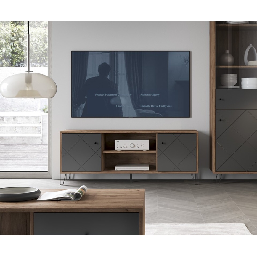 Comodă TV SULA, stejar craft/negru