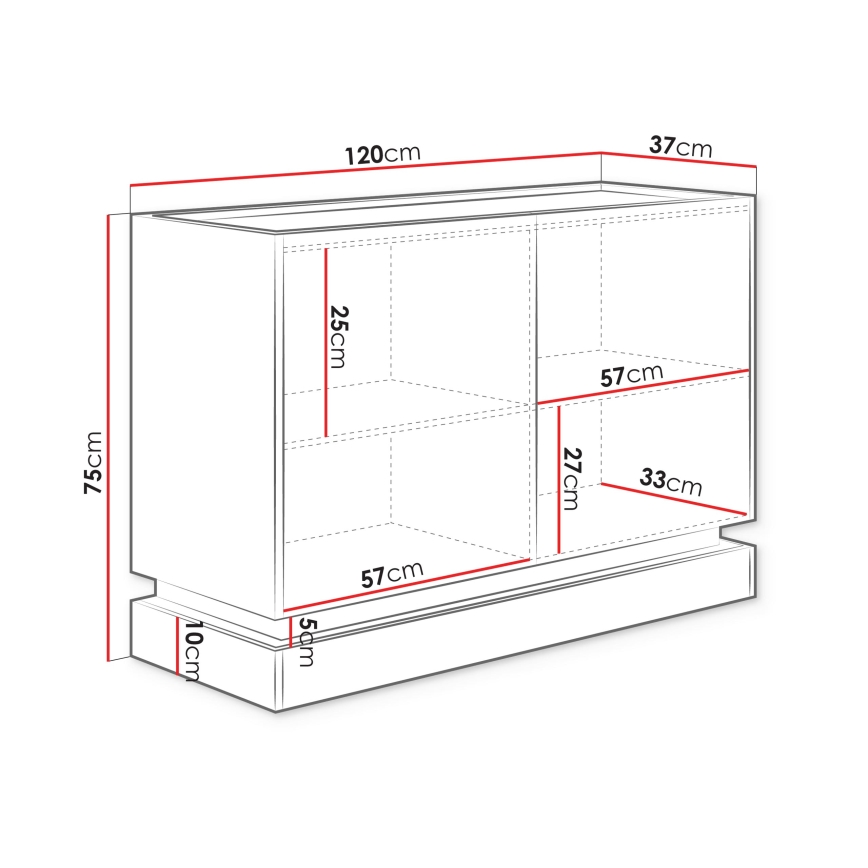 Comodă ZARPANT 75 x 120 cm, bej/stejar Cremona