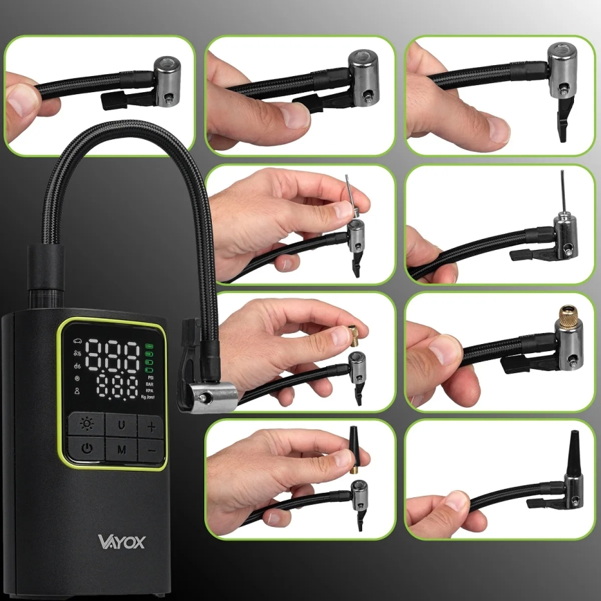 Compresor digital de buzunar 5V 4000 mAh, negru