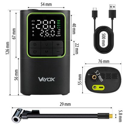 Compresor digital de buzunar 5V 4000 mAh, negru