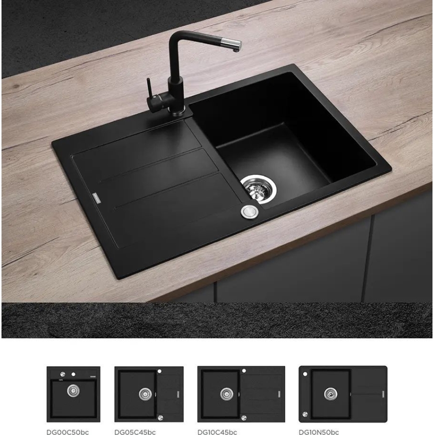 Concept BDG4327BC - Baterie pentru chiuvetă, 27,3 cm, granit/negru