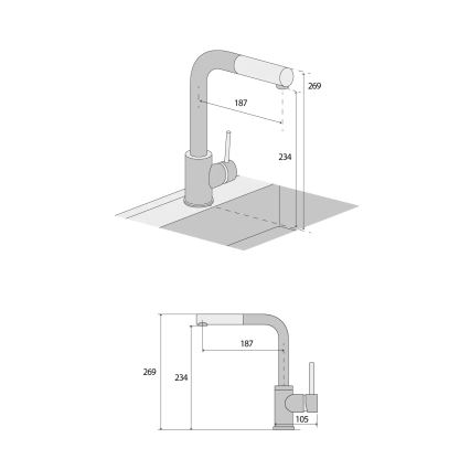 Concept BDG4527DG - Baterie pentru chiuvetă cu duș extractabil, 26,9 cm, granit/gri închis