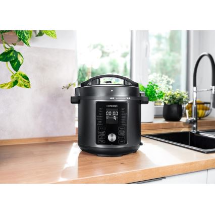 Concept CK8000 - Oală electrică sub presiune multifuncțională și friteuză cu aer cald 5,6 l 11 în 1 1500W/230V negru