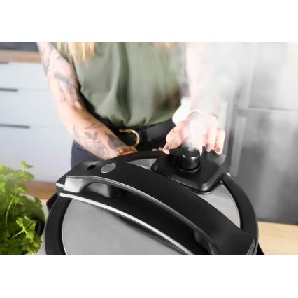 Concept CK8000 - Oală electrică sub presiune multifuncțională și friteuză cu aer cald 5,6 l 11 în 1 1500W/230V negru