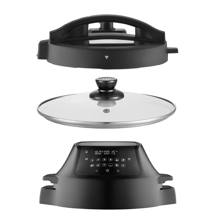 Concept CK8000 - Oală electrică sub presiune multifuncțională și friteuză cu aer cald 5,6 l 11 în 1 1500W/230V negru
