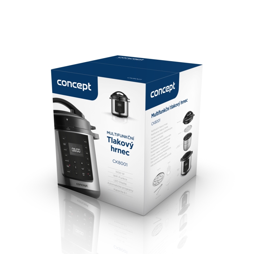 Concept CK8001 - Oală sub presiune electrică multifuncțională 5,6 l, 1000 W/230 V, Wi‑Fi, inox