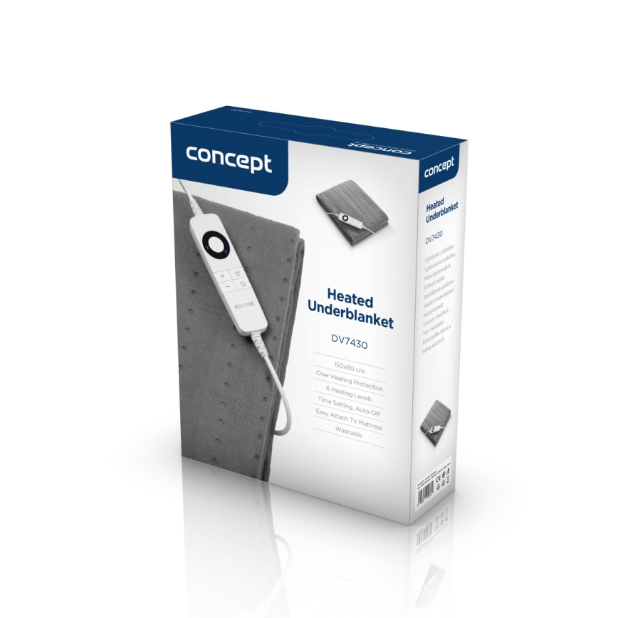 Concept DV7430 - Saltea electrică încălzitoare 100W/230V 150x80 cm gri