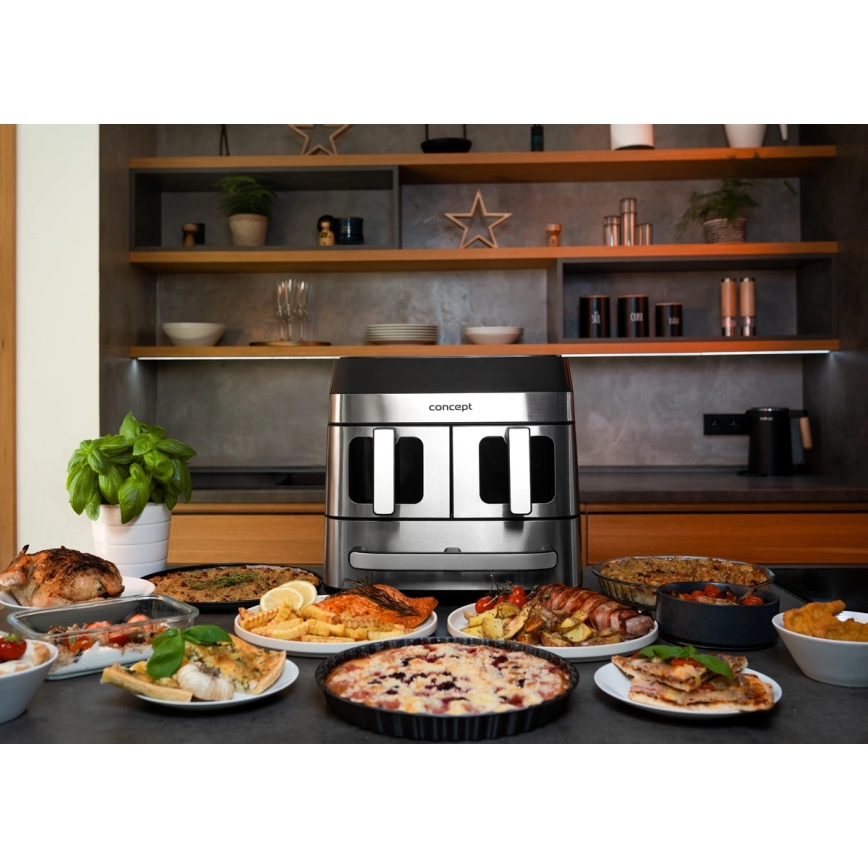 Concept FR9000 - Friteuză cu aer cald PIZZA TRIO 18,5 l 2700W/230V inox/negru