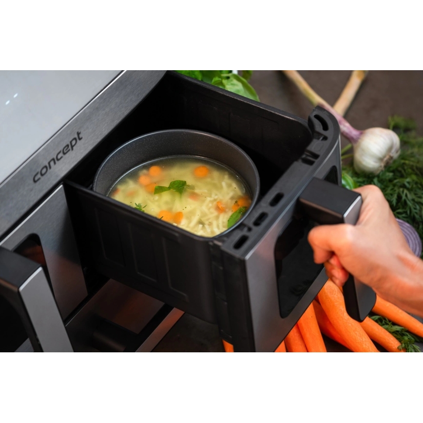 Concept FR9000 - Friteuză cu aer cald PIZZA TRIO 18,5 l 2700W/230V inox/negru