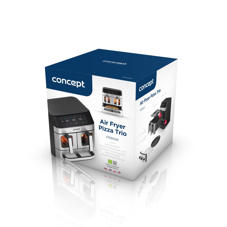 Concept FR9000 - Friteuză cu aer cald PIZZA TRIO 18,5 l 2700W/230V inox/negru