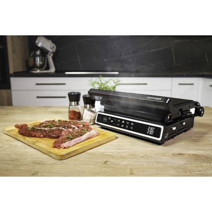 Concept ge3550 - Grill de contact cu sondă de temperatură 2000W/230V, negru