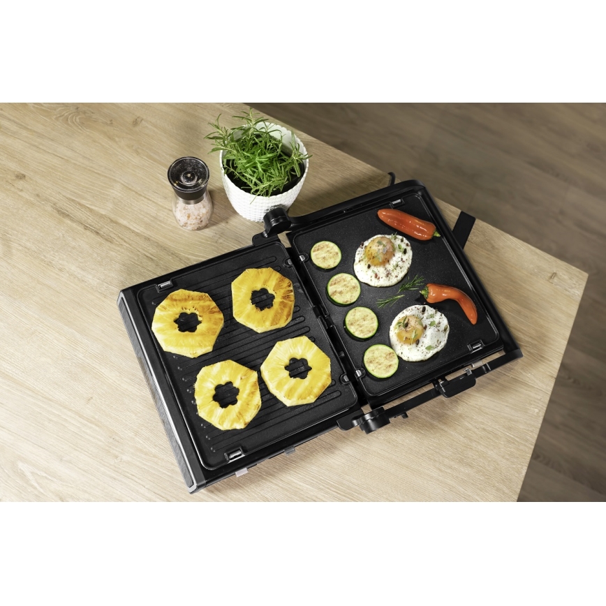 Concept ge3550 - Grill de contact cu sondă de temperatură 2000W/230V, negru