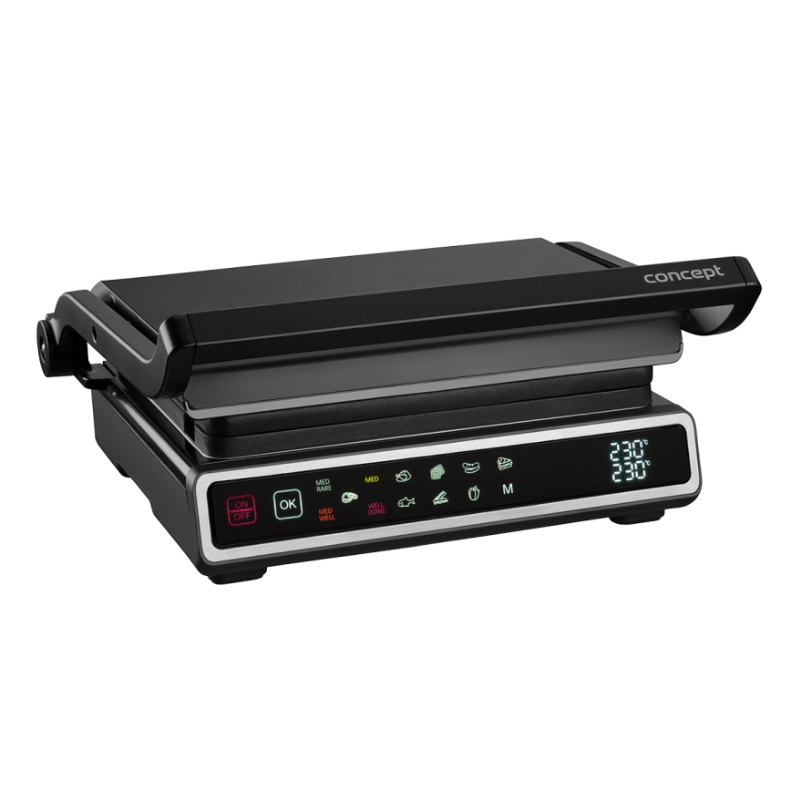 Concept ge3550 - Grill de contact cu sondă de temperatură 2000W/230V, negru
