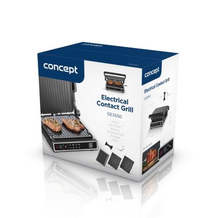 Concept ge3550 - Grill de contact cu sondă de temperatură 2000W/230V, negru