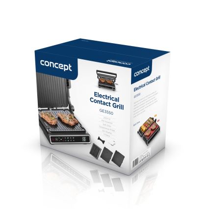 Concept ge3550 - Grill de contact cu sondă de temperatură 2000W/230V, negru