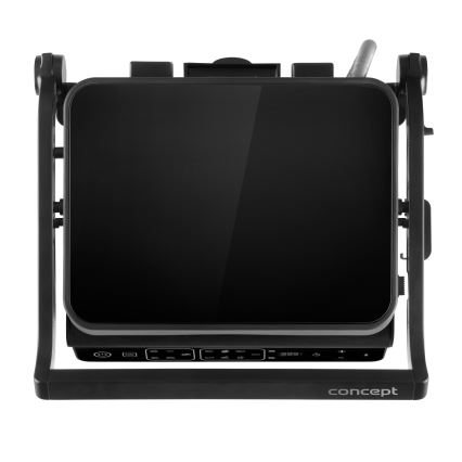 Concept ge3600 - Grill de contact cu sondă de temperatură GLASS 2000W/230V negru