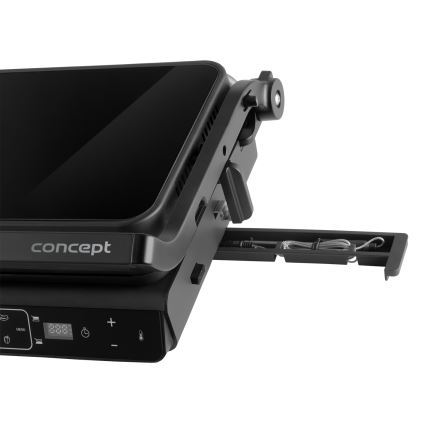 Concept ge3600 - Grill de contact cu sondă de temperatură GLASS 2000W/230V negru