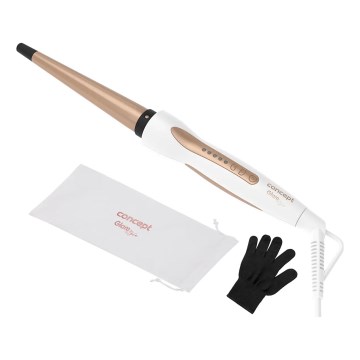 Concept KK2125 - Ondulator conic pentru păr GLAM STYLE, 42W/230V, alb/roz auriu