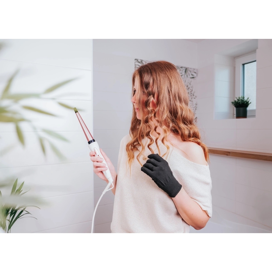 Concept KK2125 - Ondulator conic pentru păr GLAM STYLE, 42W/230V, alb/roz auriu