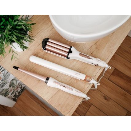 Concept KK2125 - Ondulator conic pentru păr GLAM STYLE, 42W/230V, alb/roz auriu