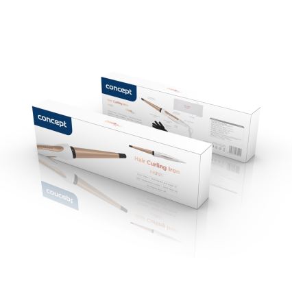 Concept KK2125 - Ondulator conic pentru păr GLAM STYLE, 42W/230V, alb/roz auriu