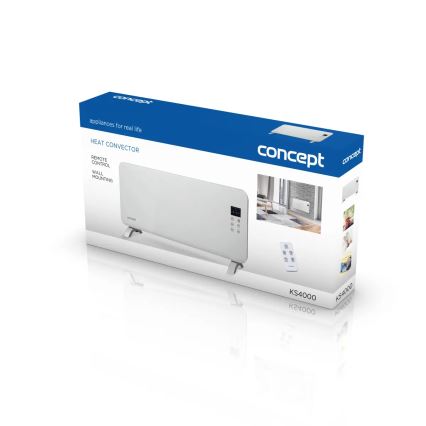 Concept KS4000 - Convector/încălzitor electric 1000/2000W IP24 alb + telecomandă