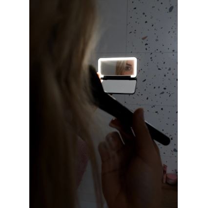 Concept KZ2020 - Oglindă cosmetică de buzunar cu LED PERFECT SKIN LED/1,5W/5V 4500-5500K 300 mAh neagră