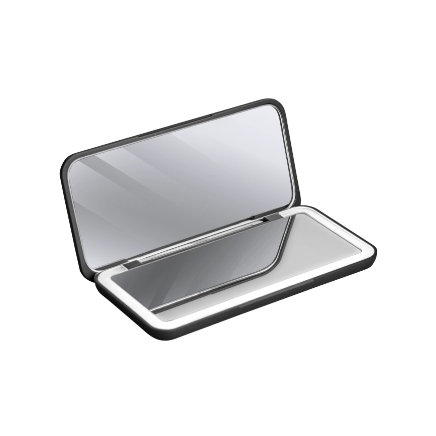 Concept KZ2020 - Oglindă cosmetică de buzunar cu LED PERFECT SKIN LED/1,5W/5V 4500-5500K 300 mAh neagră