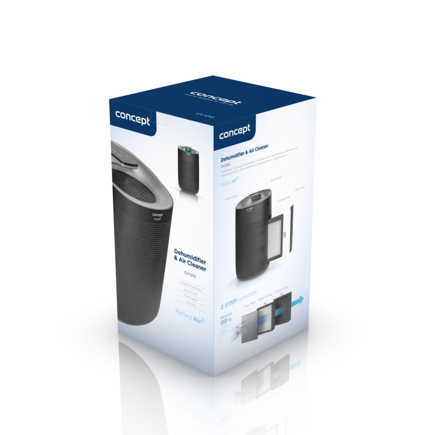 Concept OV1210 - Dezumidificator și purificator de aer PERFECT AIR, 1 l, 45 W/230 V, negru
