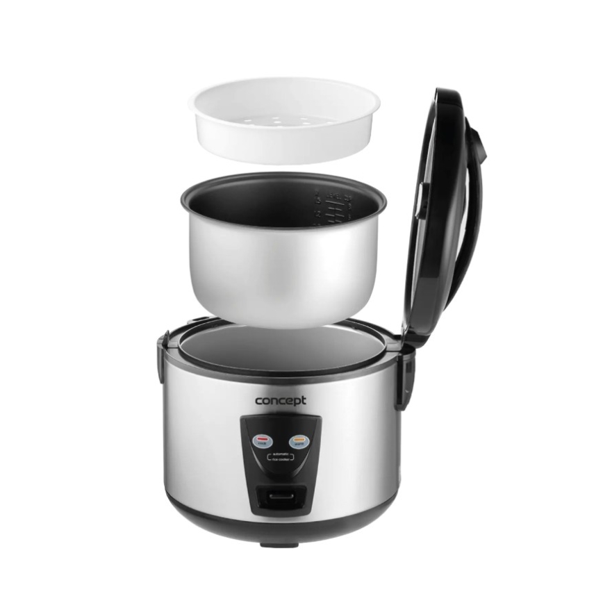 Concept RE2020 - Aparat pentru gătit orez 2 în 1, 650 W/230 V, 1,5 l, inox/negru
