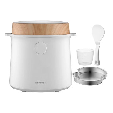 Concept RE3030 - Aparat digital pentru gătit orez 2 în 1 380W/230V 1,5 l alb/decor de lemn