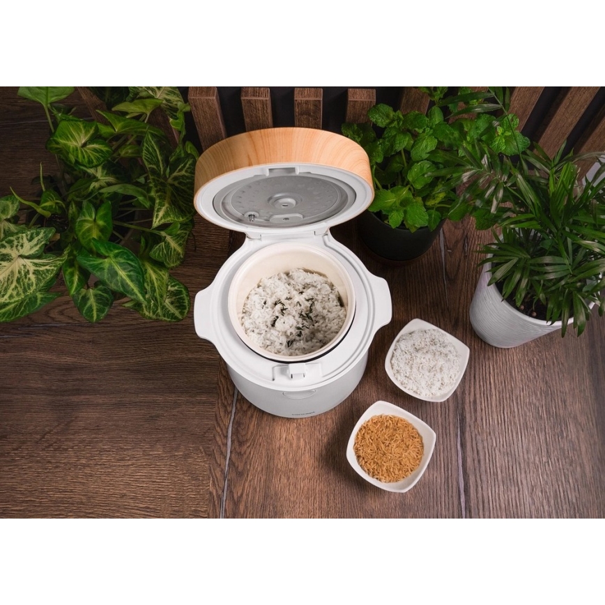 Concept RE3030 - Aparat digital pentru gătit orez 2 în 1 380W/230V 1,5 l alb/decor de lemn