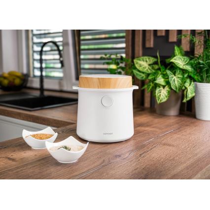 Concept RE3030 - Aparat digital pentru gătit orez 2 în 1 380W/230V 1,5 l alb/decor de lemn