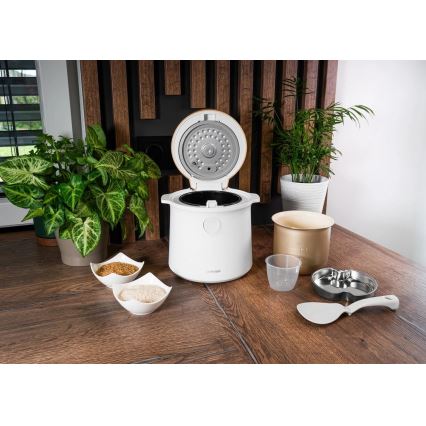 Concept RE3030 - Aparat digital pentru gătit orez 2 în 1 380W/230V 1,5 l alb/decor de lemn